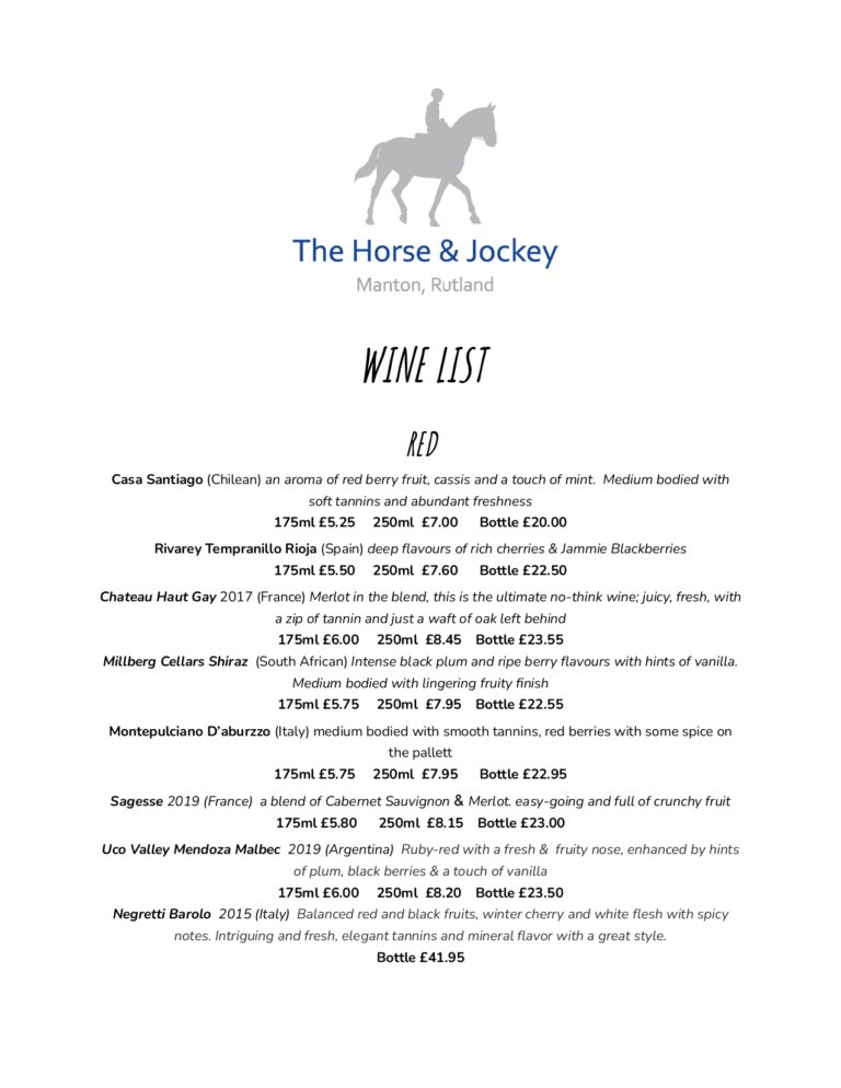 Explore the Horse & Jockey Hotel Menu Manton